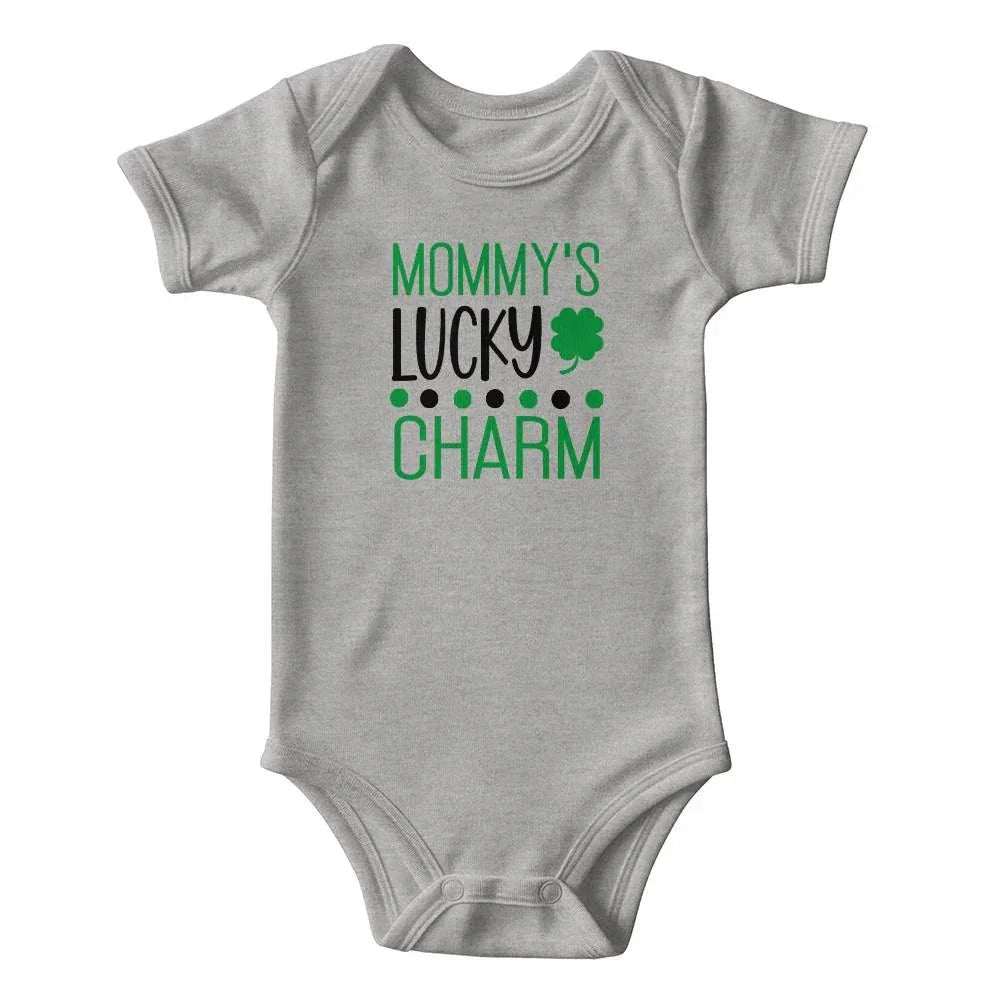 Mommy’s Lucky Charm St. Patrick’s Day Baby Bodysuit – Cute Shamrock Onesie – Soft Cotton Infant Romper – Funny Irish Holiday Outfit & Baby Gift