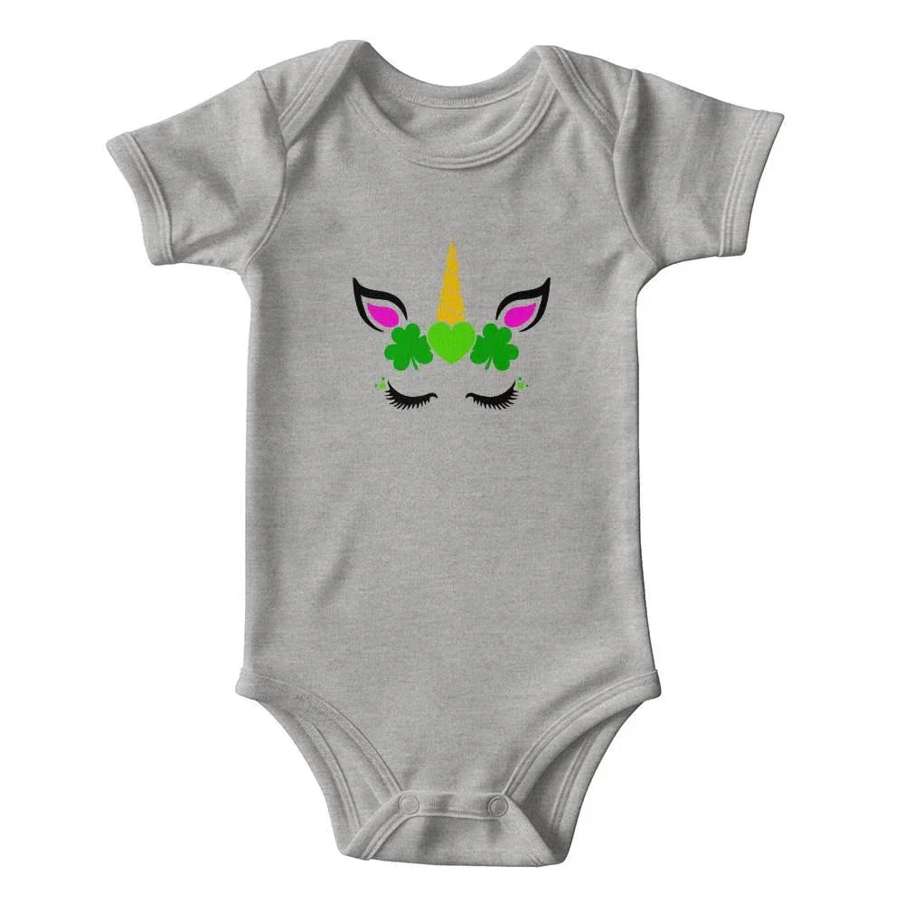 Shamrock Unicorn St. Patrick’s Day Baby Bodysuit – Cute Irish Lucky Charm Onesie – Soft Cotton Infant Romper – Magical Holiday Outfit & Baby Gift