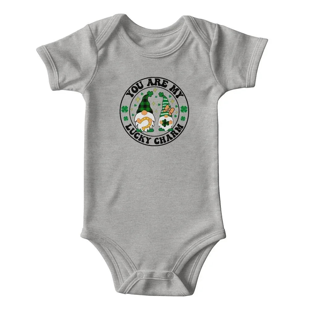 You Are My Lucky Charm St. Patrick’s Day Baby Bodysuit – Cute Gnome & Shamrock Onesie – Soft Cotton Infant Romper – Funny Irish Holiday Outfit & Baby Gift