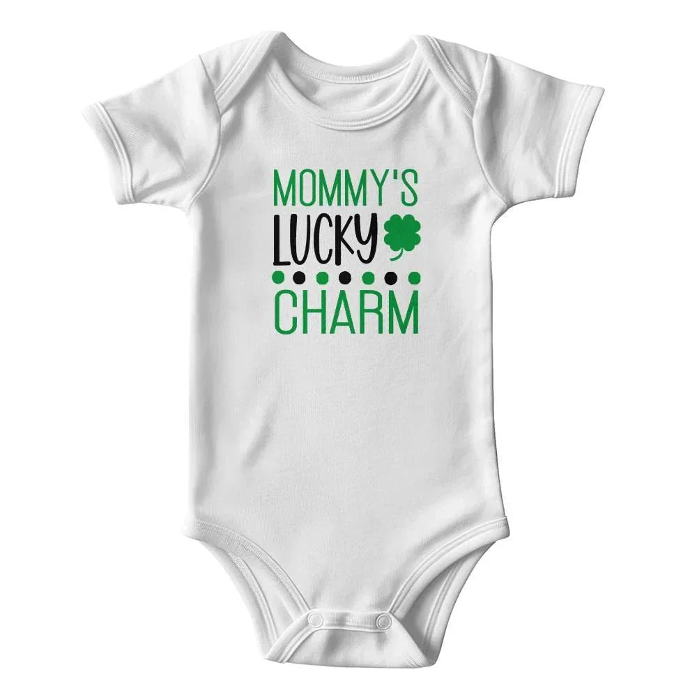 Mommy’s Lucky Charm St. Patrick’s Day Baby Bodysuit – Cute Shamrock Onesie – Soft Cotton Infant Romper – Funny Irish Holiday Outfit & Baby Gift