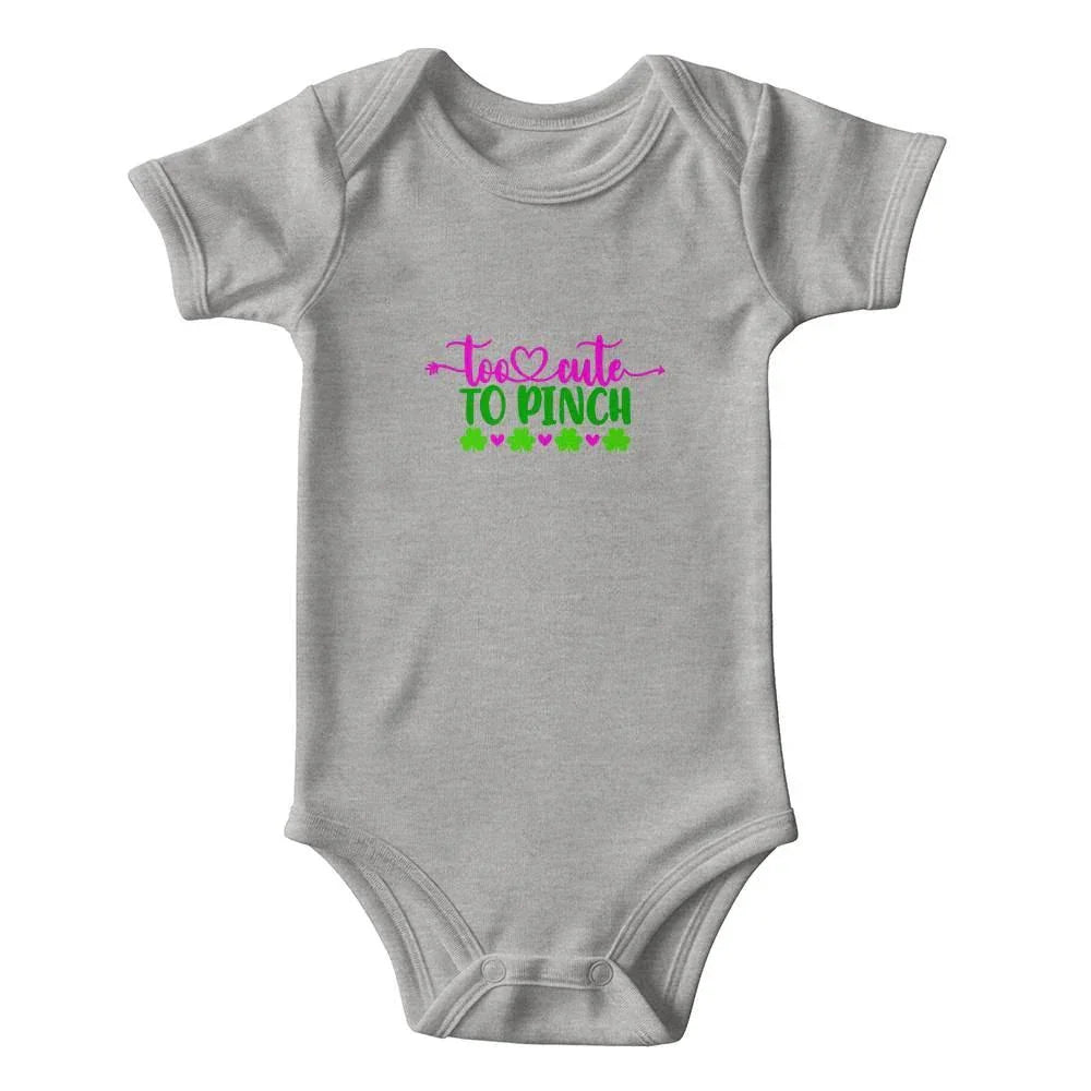 Too Cute to Pinch St. Patrick’s Day Baby Bodysuit – Funny Shamrock Onesie – Soft Cotton Infant Romper – Irish Holiday Outfit & Baby Gift