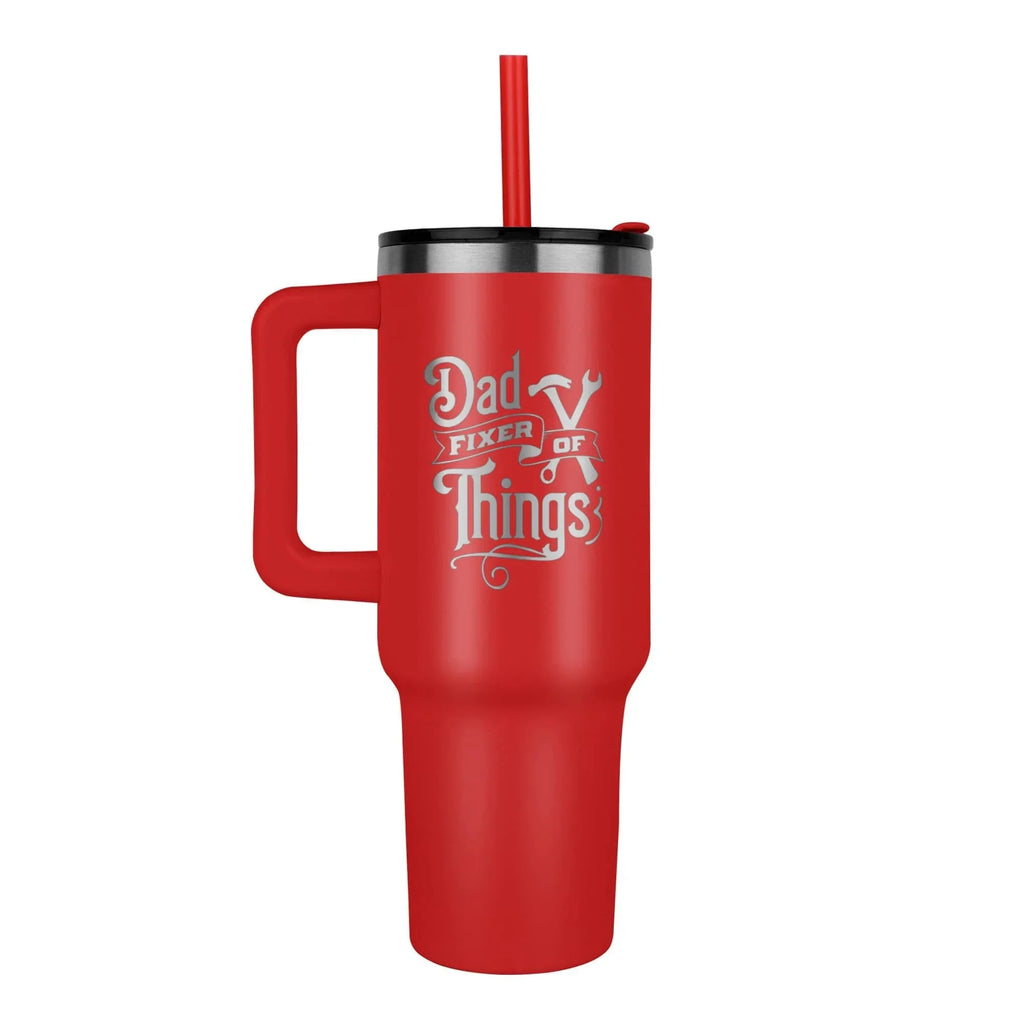Dad- Fixer of Things - Funny 40oz laser-engraved Tumbler with Handle