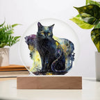 Midnight Purr: Black Cat's Acrylic Plaque Halloween Decor