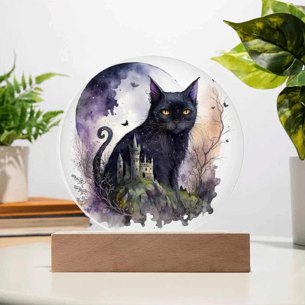Feline's Halloween Haunt: Acrylic Plaque Halloween Lighted Decor