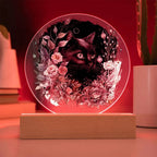 Moonlit Mystery: Black Cat Acrylic Plaque Showcase