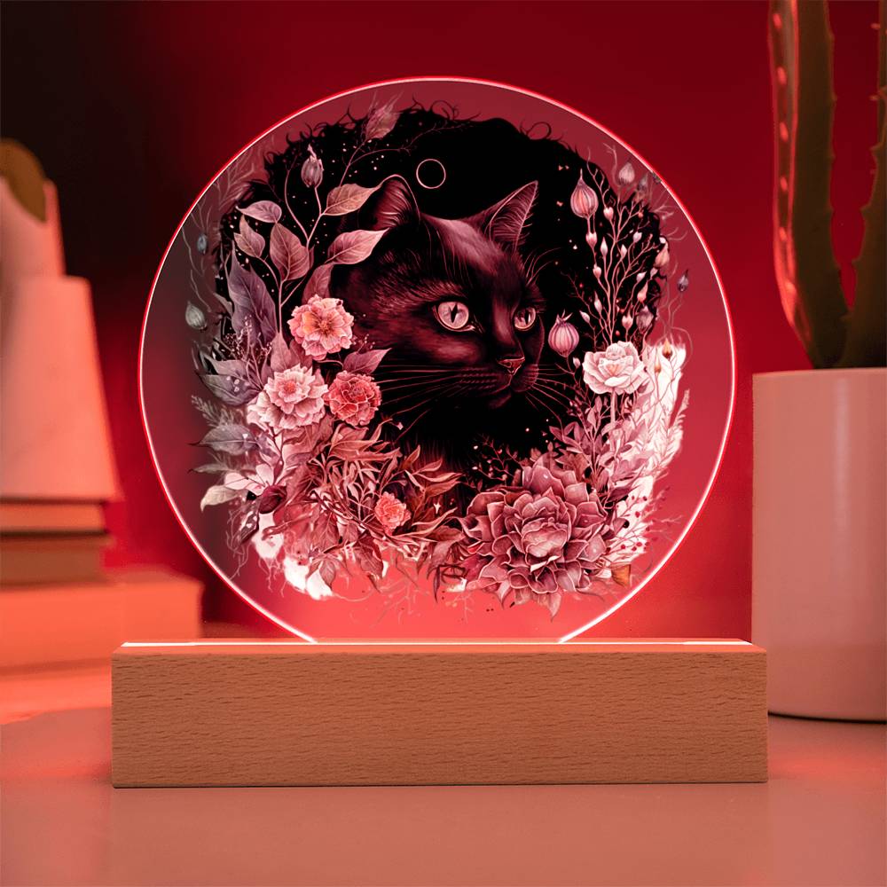 Moonlit Mystery: Black Cat Acrylic Plaque Showcase - Mallard Moon Gift Shop