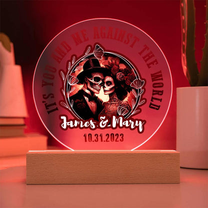 Anniversary - Wedding Gift - Day of the Dead Skeleton Couple Personalized Acrylic Plaque - Mallard Moon Gift Shop