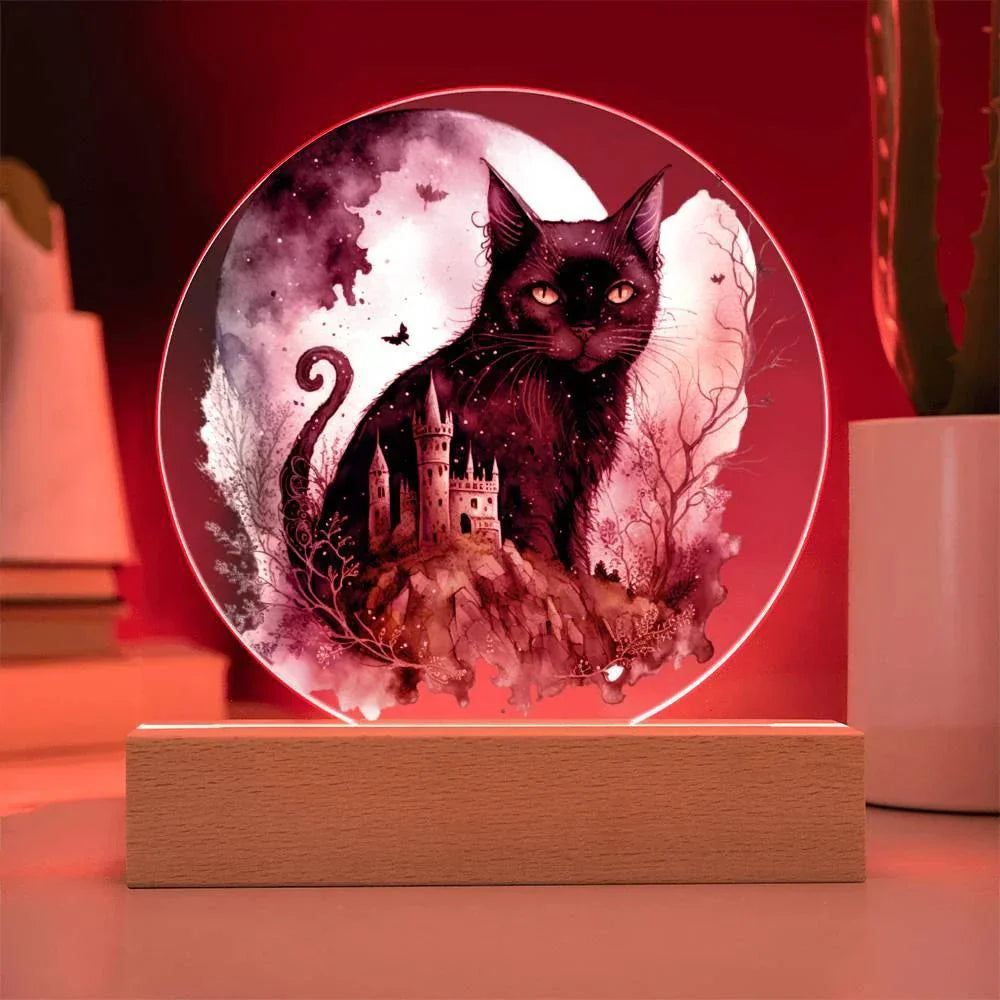 Feline's Halloween Haunt: Acrylic Plaque Halloween Lighted Decor