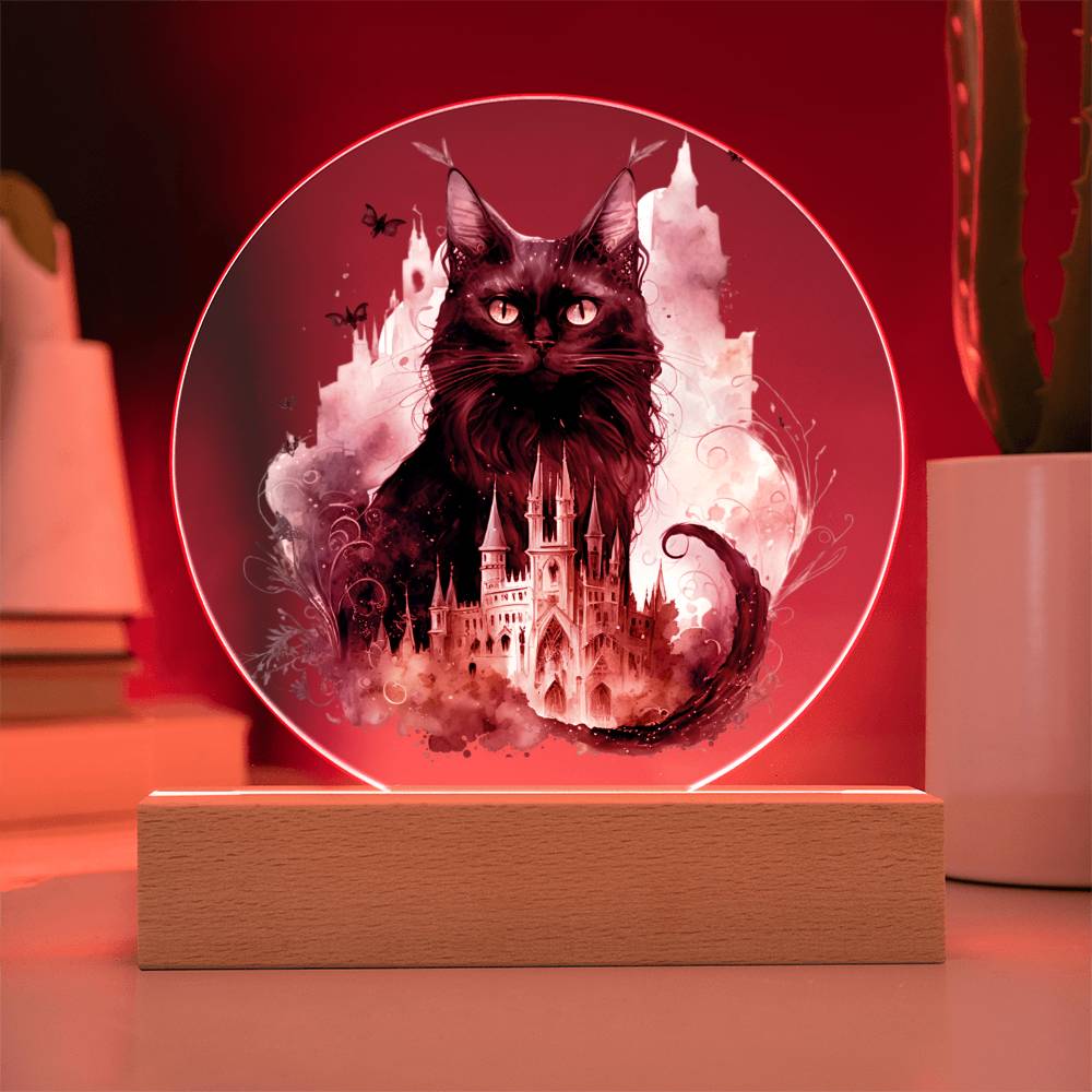 Halloween Charm: Enchanted Black Cat Acrylic Plaque - Mallard Moon Gift Shop
