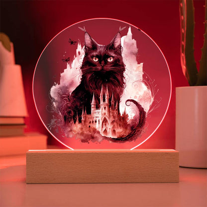 Halloween Charm: Enchanted Black Cat Acrylic Plaque - Mallard Moon Gift Shop