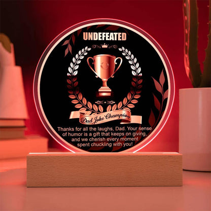 Dad Joke Undefeated Champion Acrylic Plaque Award - Mallard Moon Gift Shop