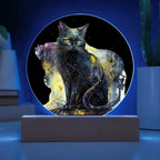Midnight Purr: Black Cat's Acrylic Plaque Halloween Decor