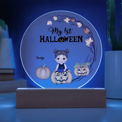 Personalized First Halloween Keepsake Acrylic Lighted LED Plaque - Mallard Moon Gift Shop