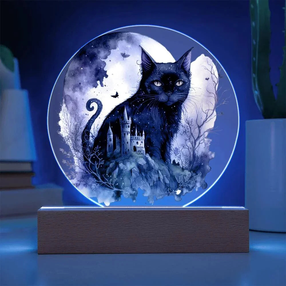 Feline's Halloween Haunt: Acrylic Plaque Halloween Lighted Decor