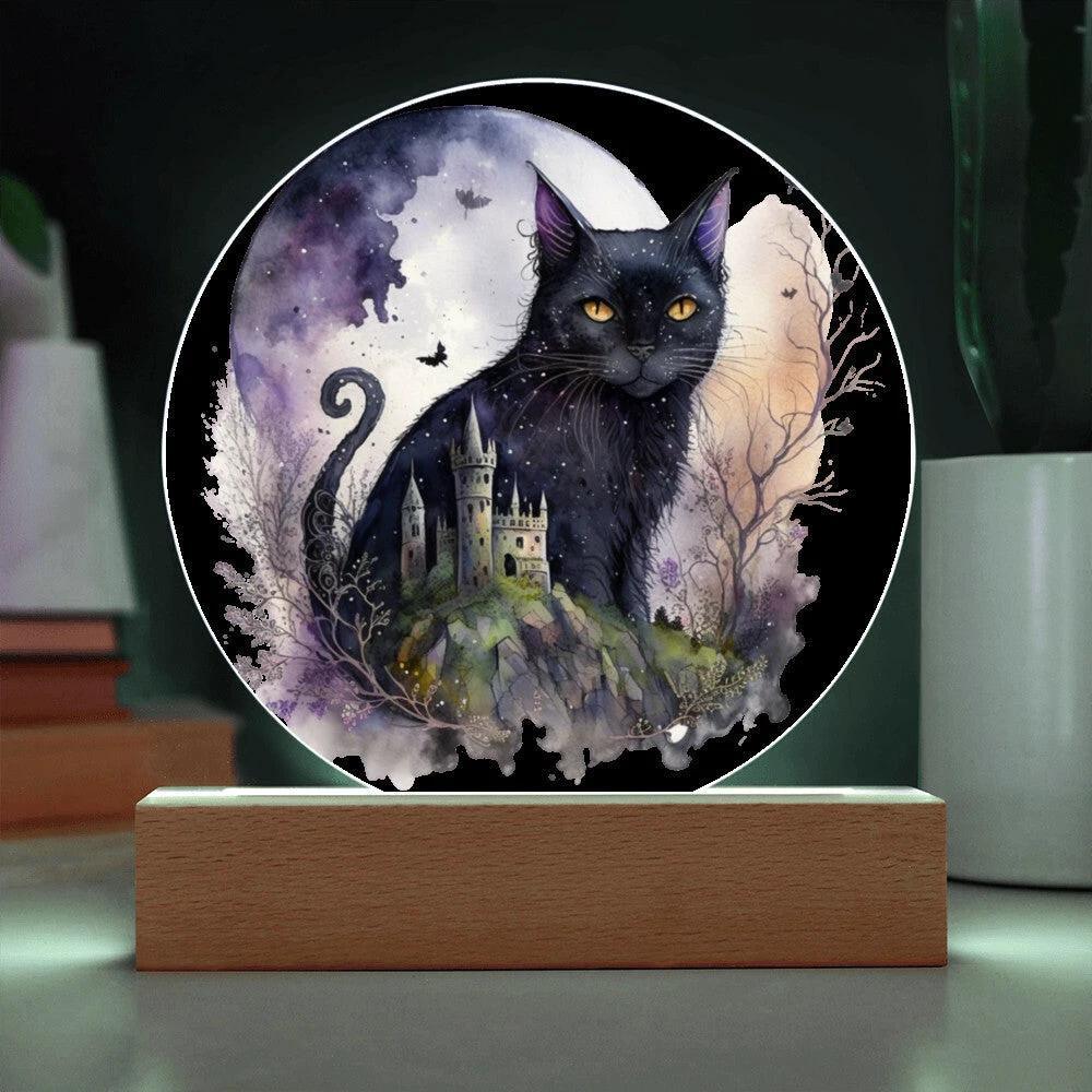 Feline's Halloween Haunt: Acrylic Plaque Halloween Lighted Decor