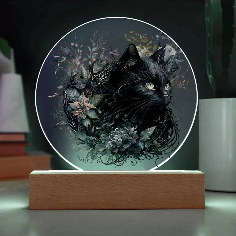 Halloween's Haunting Feline: Black Cat Acrylic Plaque
