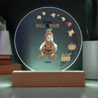 Personalized Halloween Photo Upload - Baby First Halloween Keepsake - Family Costume Round Acrylic Plaque with LED Lighted Base
