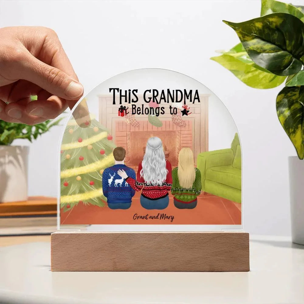 Celebrate Grandma's Love with a Heartfelt Personalized Christmas Gift from Grandkids - Dome-Shaped Acrylic Plaque