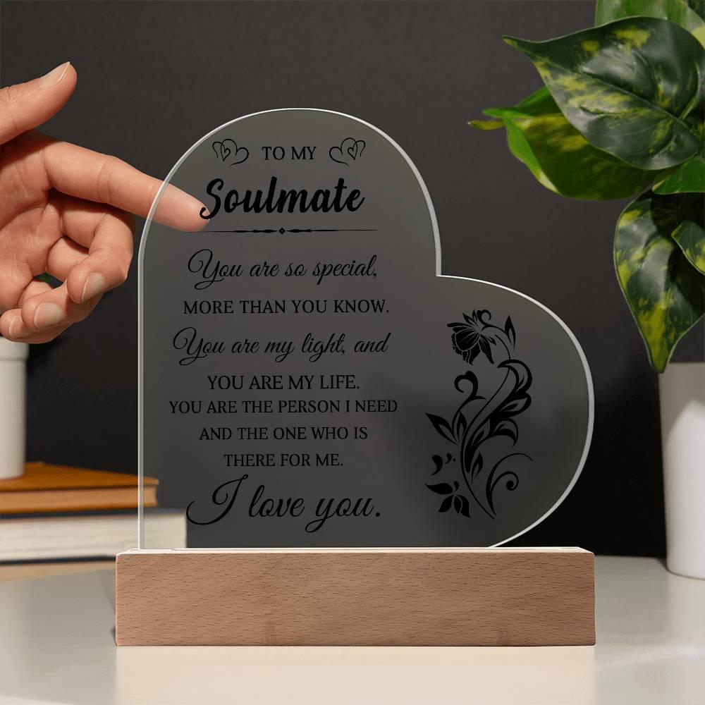 Heartfelt Gift for Soulmate - You are My Light - Heart Shaped Acrylic Plaque - Mallard Moon Gift Shop