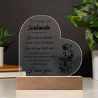 Heartfelt Gift for Soulmate - You are My Light - Heart Shaped Acrylic Plaque