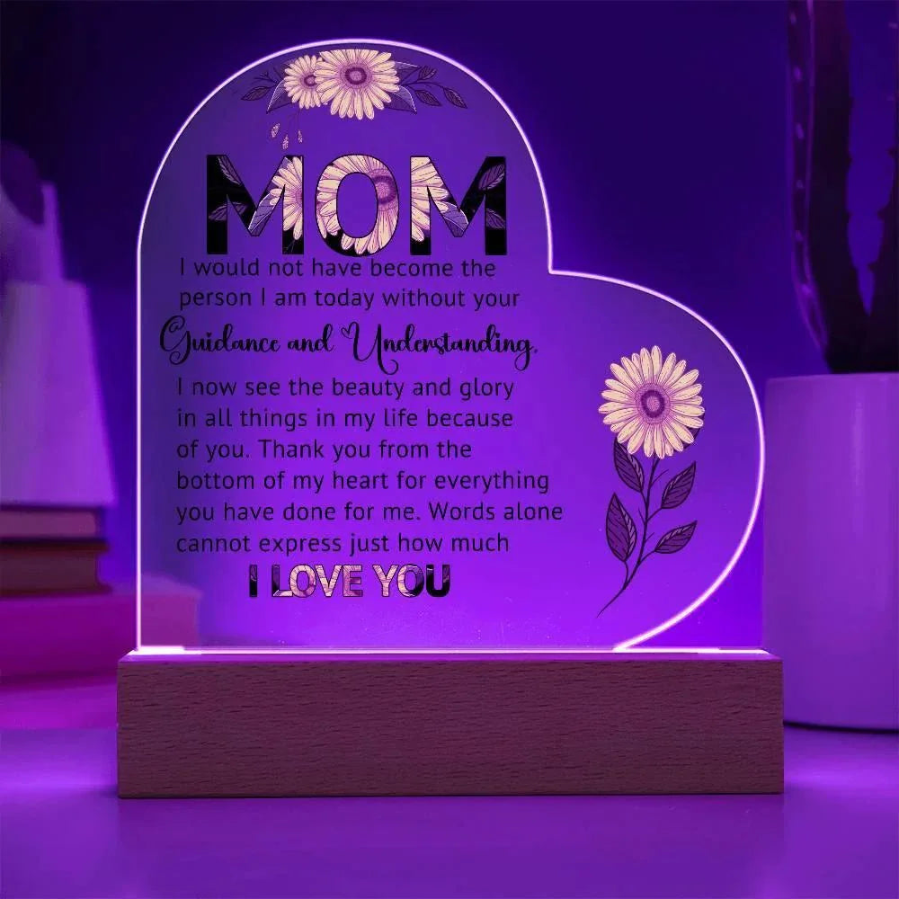 Gift for Mom Words Cannot Express Just How Much I Love You Heart Shaped Acrylic Plaque