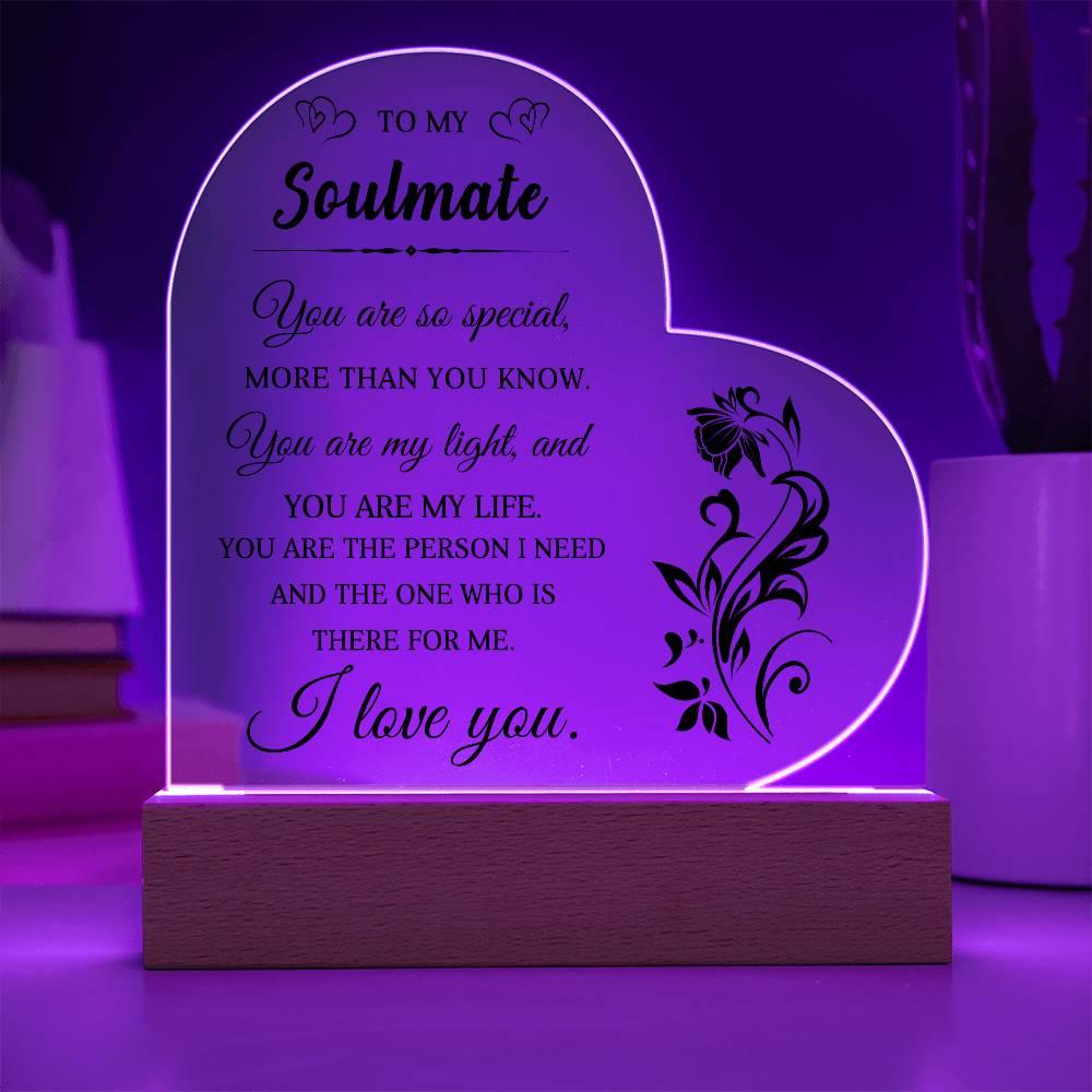 Heartfelt Gift for Soulmate - You are My Light - Heart Shaped Acrylic Plaque - Mallard Moon Gift Shop