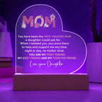 To My Amazing Mom – Heart-Shaped Acrylic Plaque Gift from Daughter | First Friend, Best Friend, Forever Friend