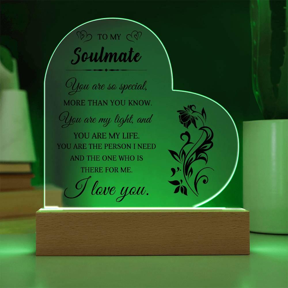 Heartfelt Gift for Soulmate - You are My Light - Heart Shaped Acrylic Plaque - Mallard Moon Gift Shop