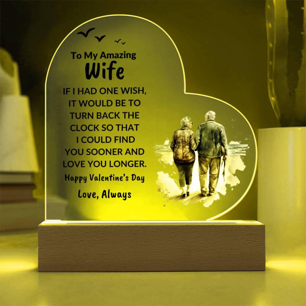 Gift for Wife Love You Longer Anniversary Birthday Valentine's Day Acrylic Heart Plaque - Mallard Moon Gift Shop