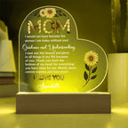 To My Mom – Heart-Shaped Sunflower Acrylic Plaque with Message of Gratitude from Daughter | A Beautiful Tribute to Your Guidance and Understanding