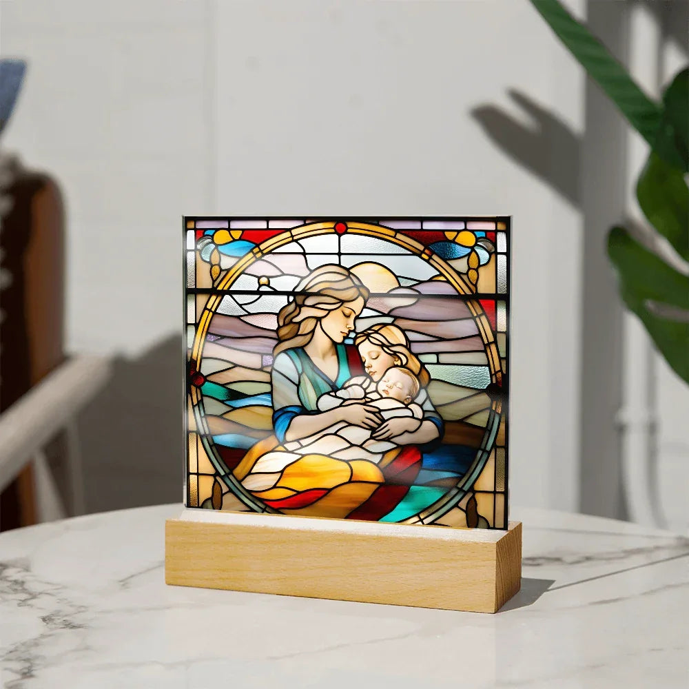 A Mother's Love" LED Acrylic Plaque – A Heartwarming Gift for Mother's Day, Baby Showers, or New Baby Arrival