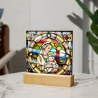 Forever Cradled Stained Glass Style LED Acrylic Plaque – A Touching Tribute for New Moms and Baby Celebrations