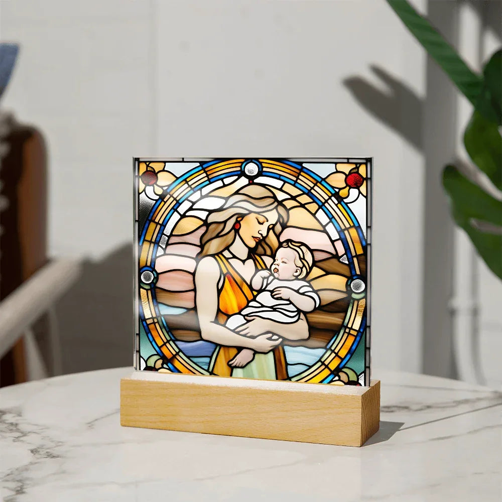 Guided by Love Stained Glass-Style LED Acrylic Plaque – A Beautiful Mother's Day or New Mom Baby Shower Gift