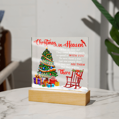 Christmas in Heaven Acrylic Plaque – Memorial LED Light Display | Comforting Holiday Remembrance Gift