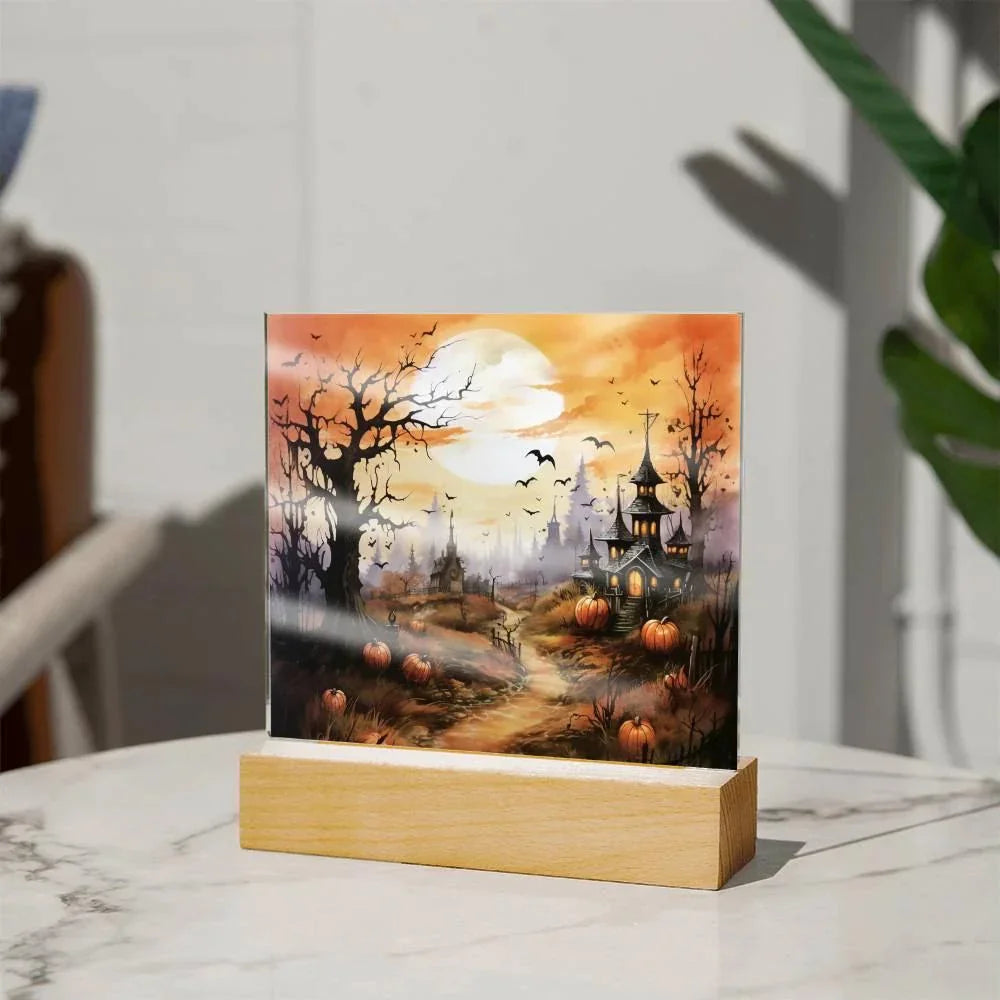 Eerie Mansion Estate: Acrylic Plaque Halloween Decor