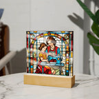Sewing Together - Stained Glass Style LED Acrylic Plaque – A Heartfelt Gift for Quilters, Crafters, and Mothers
