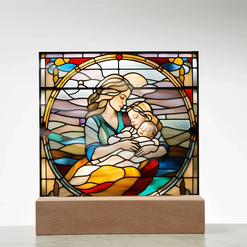 A Mother's Love" LED Acrylic Plaque – A Heartwarming Gift for Mother's Day, Baby Showers, or New Baby Arrival