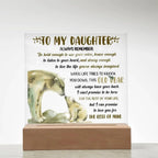 Daughter - This Old Bear Acrylic Square Plaque with LED Wooden Base