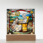 Grandmother and Granddaughter - Stained Glass Style LED Acrylic Plaque – A Touching Gift of Love and Legacy