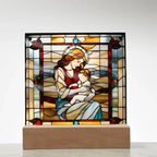Redhead Mother and Baby - Stained Glass Style LED Acrylic Plaque – A Radiant Keepsake for New Moms and Mother's Day