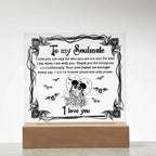Soulmate - Forever Yours - Halloween Acrylic Square Plaque with LED Wooden Base