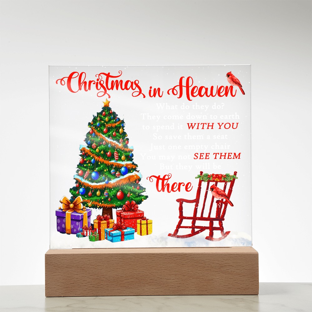 Christmas in Heaven Acrylic Plaque – Memorial LED Light Display | Comforting Holiday Remembrance Gift