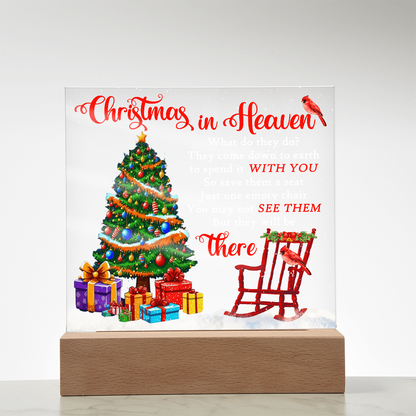 Christmas in Heaven Acrylic Plaque – Memorial LED Light Display | Comforting Holiday Remembrance Gift