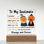 Soulmate - Love You Til My Last Breath Halloween Pumpkin with LED Lighted Wooden Base