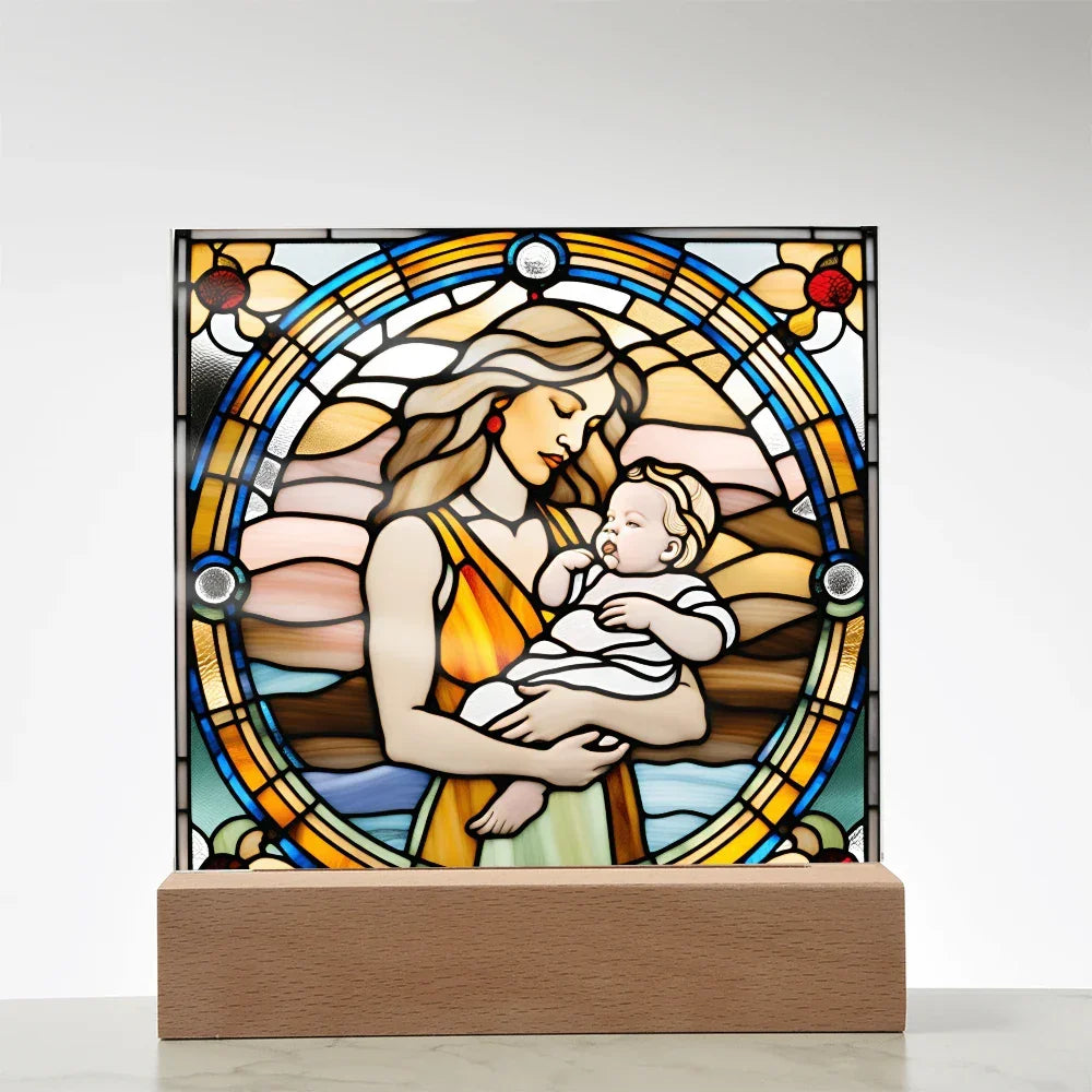 Guided by Love Stained Glass-Style LED Acrylic Plaque – A Beautiful Mother's Day or New Mom Baby Shower Gift