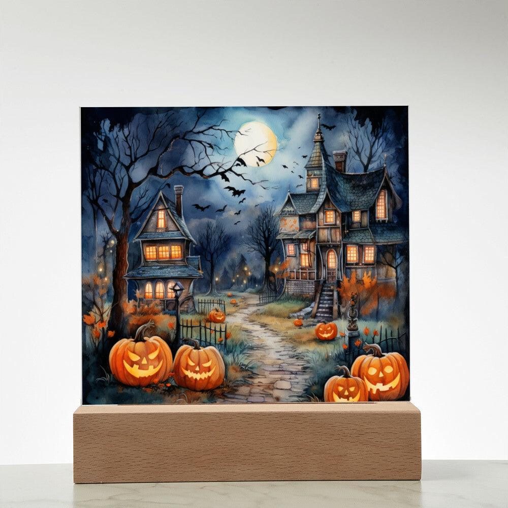 Moonlit Mansion: Spooky Acrylic Decor for Halloween Lovers - Mallard Moon Gift Shop