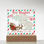 Daughter - Use Your Voice Christmas Acrylic Square Plaque with LED Wooden Base