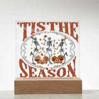 Halloween Decor - Tis The Season Acrylic Square Plaque with LED Wooden Base