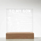 Son - Never Feel Alone Halloween Acrylic Square Plaque with LED Wooden Base