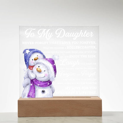 Daughter Gift - Enjoy The Ride Acrylic Square Plaque with LED Wooden Base - Mallard Moon Gift Shop
